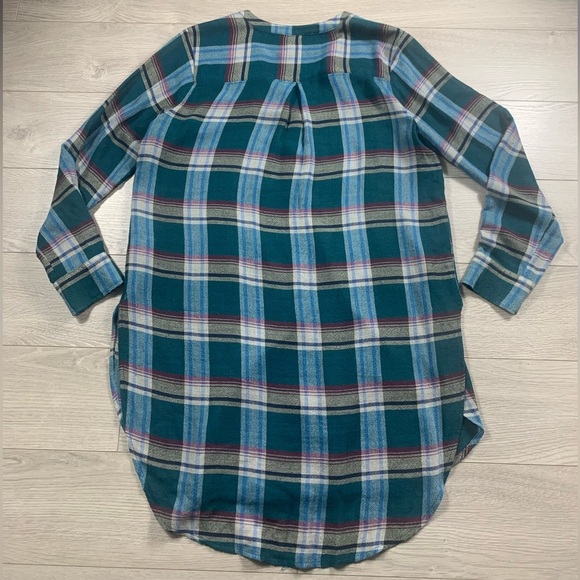 Anthropologie Akemi + Kin Lucie Plaid Tunic Button Front Top - Picture 3 of 10